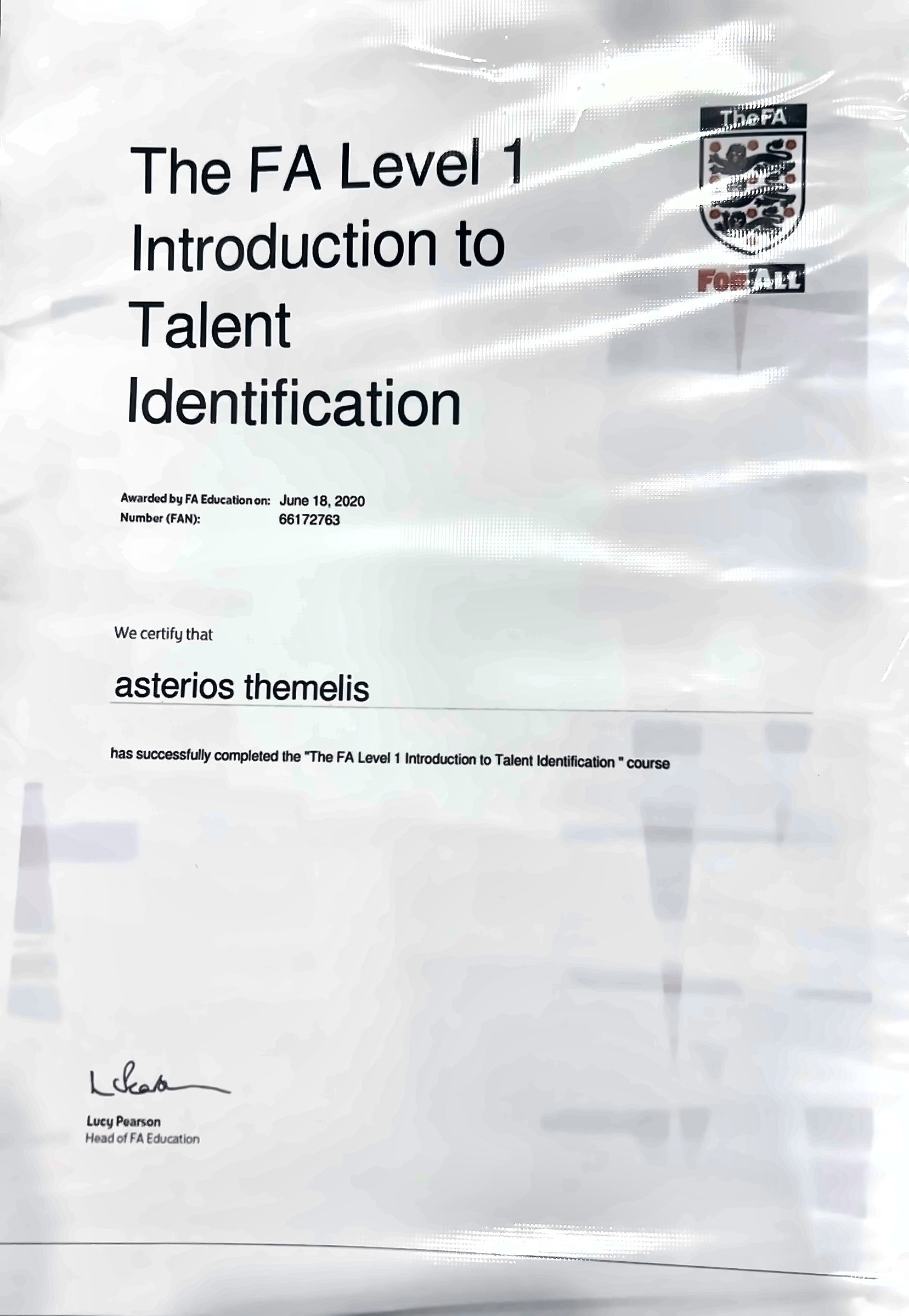 The FA Level 1 Introduction to Talent Identification