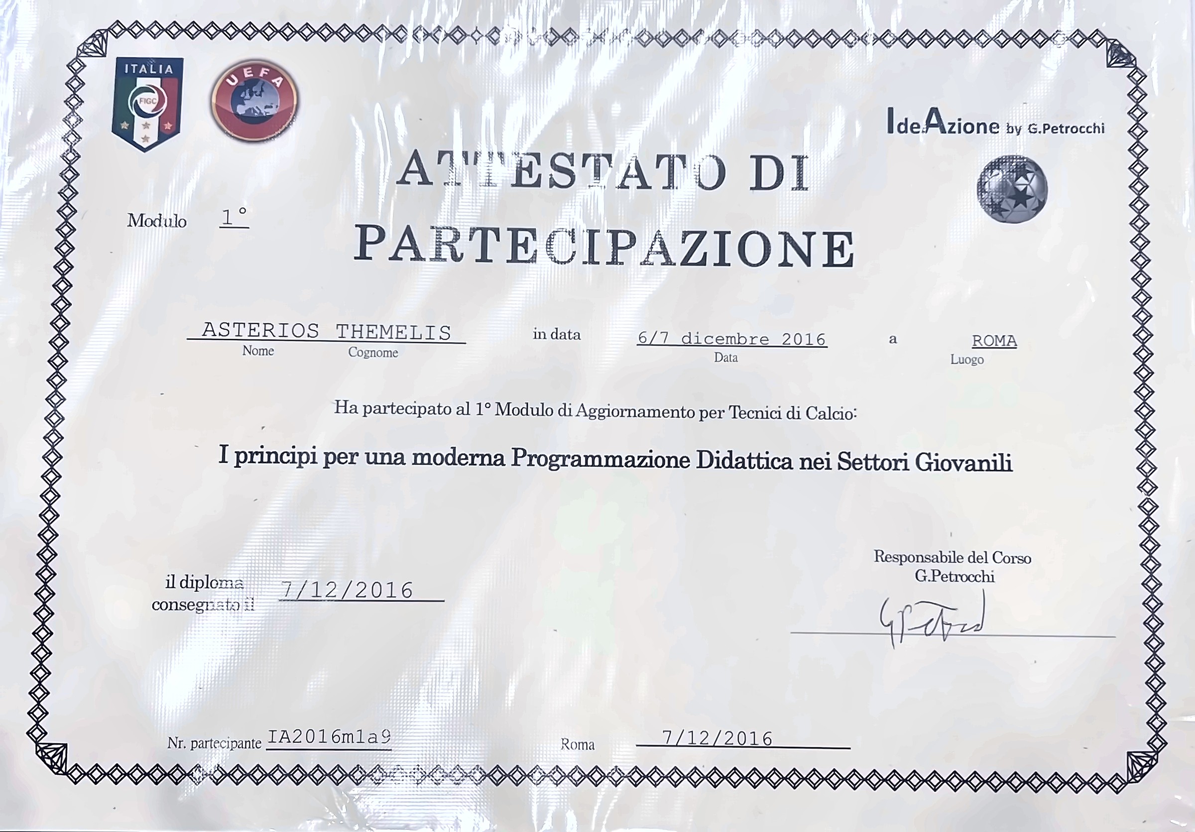 1° Modulo di Aggiornamento per Tecnici di Calcio
